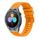 For Huawei Watch GT 3 SE Wavy Dotted Stitched 22mm Silicone Watch Band(Amber Yellow)