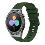 For Huawei Watch GT 3 SE Wavy Dotted Stitched 22mm Silicone Watch Band(Army Green)