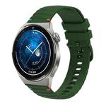 For Huawei Watch GT 3 Pro 46mm Wavy Dotted Stitched 22mm Silicone Watch Band(Army Green)