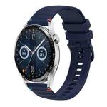 For Huawei Watch GT 3 46mm Wavy Dotted Stitched 22mm Silicone Watch Band(Navy Blue)