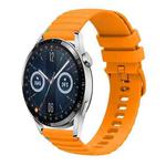 For Huawei Watch GT 3 46mm Wavy Dotted Stitched 22mm Silicone Watch Band(Amber Yellow)