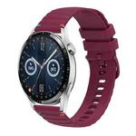 For Huawei Watch GT 3 46mm Wavy Dotted Stitched 22mm Silicone Watch Band(Wine Red)