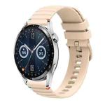 For Huawei Watch GT 3 46mm Wavy Dotted Stitched 22mm Silicone Watch Band(Cream Coloured)