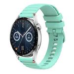 For Huawei Watch GT 3 46mm Wavy Dotted Stitched 22mm Silicone Watch Band(Teal Green)