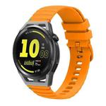 For Huawei Watch GT Runner Wavy Dotted Stitched 22mm Silicone Watch Band(Amber Yellow)