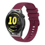 For Huawei Watch GT Runner Wavy Dotted Stitched 22mm Silicone Watch Band(Wine Red)