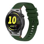 For Huawei Watch GT Runner Wavy Dotted Stitched 22mm Silicone Watch Band(Army Green)