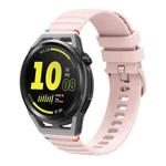 For Huawei Watch GT Runner Wavy Dotted Stitched 22mm Silicone Watch Band(Rose Pink)