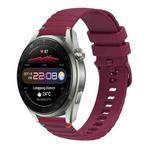 For Huawei Watch 3 Pro Wavy Dotted Stitched 22mm Silicone Watch Band(Wine Red)