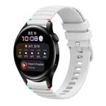 For Huawei Watch 3 Wavy Dotted Stitched 22mm Silicone Watch Band(White)