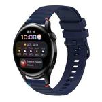 For Huawei Watch 3 Wavy Dotted Stitched 22mm Silicone Watch Band(Navy Blue)