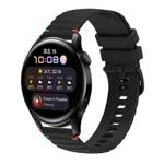 For Huawei Watch 3 Wavy Dotted Stitched 22mm Silicone Watch Band(Black)