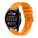 For Huawei Watch 3 Wavy Dotted Stitched 22mm Silicone Watch Band(Amber Yellow)