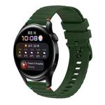 For Huawei Watch 3 Wavy Dotted Stitched 22mm Silicone Watch Band(Army Green)