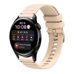 For Huawei Watch 3 Wavy Dotted Stitched 22mm Silicone Watch Band(Cream Coloured)