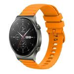 For Huawei Watch GT 2 Pro Wavy Dotted Stitched 22mm Silicone Watch Band(Amber Yellow)