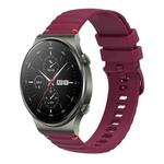 For Huawei Watch GT 2 Pro Wavy Dotted Stitched 22mm Silicone Watch Band(Wine Red)