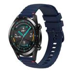 For Huawei Watch GT 2 46mm Wavy Dotted Stitched 22mm Silicone Watch Band(Navy Blue)