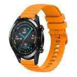 For Huawei Watch GT 2 46mm Wavy Dotted Stitched 22mm Silicone Watch Band(Amber Yellow)