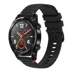 For Huawei Watch GT Wavy Dotted Stitched 22mm Silicone Watch Band(Black)