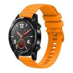 For Huawei Watch GT Wavy Dotted Stitched 22mm Silicone Watch Band(Amber Yellow)