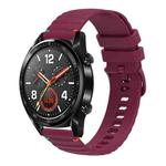 For Huawei Watch GT Wavy Dotted Stitched 22mm Silicone Watch Band(Wine Red)