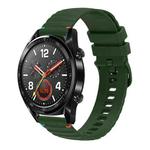 For Huawei Watch GT Wavy Dotted Stitched 22mm Silicone Watch Band(Army Green)