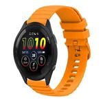 For Garmin Forerunner 265 Music Wavy Dotted Stitched 22mm Silicone Watch Band(Amber Yellow)