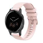 For Garmin Vivoactive 4 Wavy Dotted Stitched 22mm Silicone Watch Band(Rose Pink)