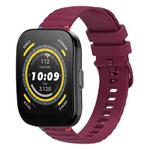 For Amazfit Watch Bip 5 Wavy Dotted Stitched 22mm Silicone Watch Band(Wine Red)