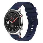 For Amazfit Watch GTR 4 Wavy Dotted Stitched 22mm Silicone Watch Band(Navy Blue)