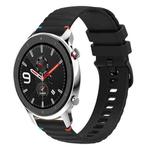 For Amazfit Watch GTR 4 Wavy Dotted Stitched 22mm Silicone Watch Band(Black)