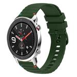 For Amazfit Watch GTR 4 Wavy Dotted Stitched 22mm Silicone Watch Band(Army Green)