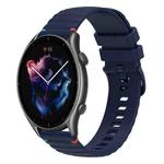 For Amazfit Watch GTR 3 Pro Wavy Dotted Stitched 22mm Silicone Watch Band(Navy Blue)