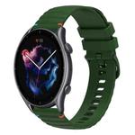 For Amazfit Watch GTR 3 Pro Wavy Dotted Stitched 22mm Silicone Watch Band(Army Green)