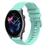 For Amazfit Watch GTR 3 Pro Wavy Dotted Stitched 22mm Silicone Watch Band(Teal Green)