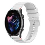 For Amazfit Watch GTR 3 Wavy Dotted Stitched 22mm Silicone Watch Band(White)