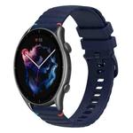 For Amazfit Watch GTR 3 Wavy Dotted Stitched 22mm Silicone Watch Band(Navy Blue)