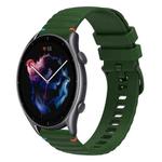 For Amazfit Watch GTR 3 Wavy Dotted Stitched 22mm Silicone Watch Band(Army Green)