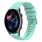 For Amazfit Watch GTR 3 Wavy Dotted Stitched 22mm Silicone Watch Band(Teal Green)