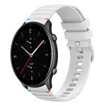 For Amazfit Watch GTR 2e Wavy Dotted Stitched 22mm Silicone Watch Band(White)