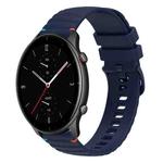 For Amazfit Watch GTR 2e Wavy Dotted Stitched 22mm Silicone Watch Band(Navy Blue)