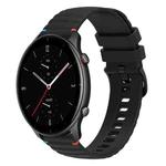 For Amazfit Watch GTR 2e Wavy Dotted Stitched 22mm Silicone Watch Band(Black)