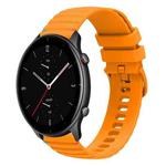 For Amazfit Watch GTR 2e Wavy Dotted Stitched 22mm Silicone Watch Band(Amber Yellow)