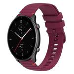 For Amazfit Watch GTR 2e Wavy Dotted Stitched 22mm Silicone Watch Band(Wine Red)