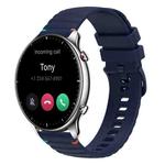 For Amazfit Watch GTR 2 Wavy Dotted Stitched 22mm Silicone Watch Band(Navy Blue)