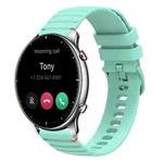 For Amazfit Watch GTR 2 Wavy Dotted Stitched 22mm Silicone Watch Band(Teal Green)