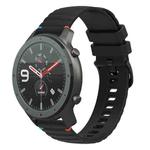 For Amazfit Watch GTR Wavy Dotted Stitched 22mm Silicone Watch Band(Black)