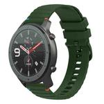 For Amazfit Watch GTR Wavy Dotted Stitched 22mm Silicone Watch Band(Army Green)