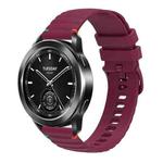 For Xiaomi Watch S3 Wavy Dotted Stitched 22mm Silicone Watch Band(Wine Red)